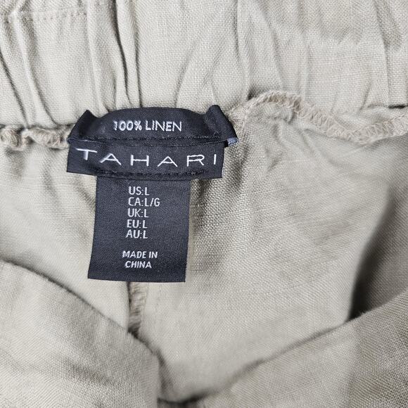 Tahari Pants Womens Large Linen Wide Leg Pull On Casual Lightweight Coastal - Picture 5 of 6